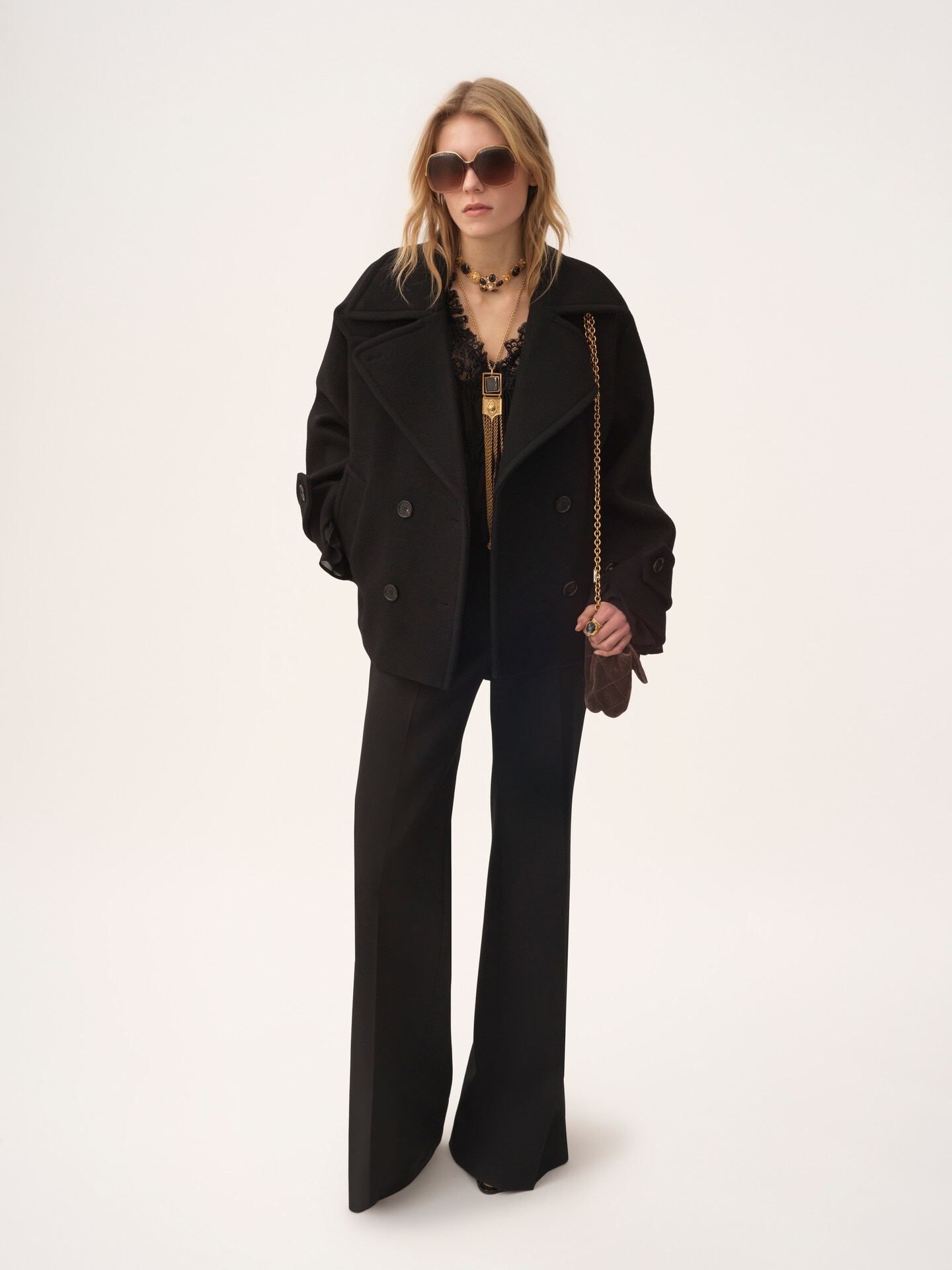 【Chloe/クロエ】ブラックウールコート ウール製オーバーサイズ ショートコート 黒 - Chloé