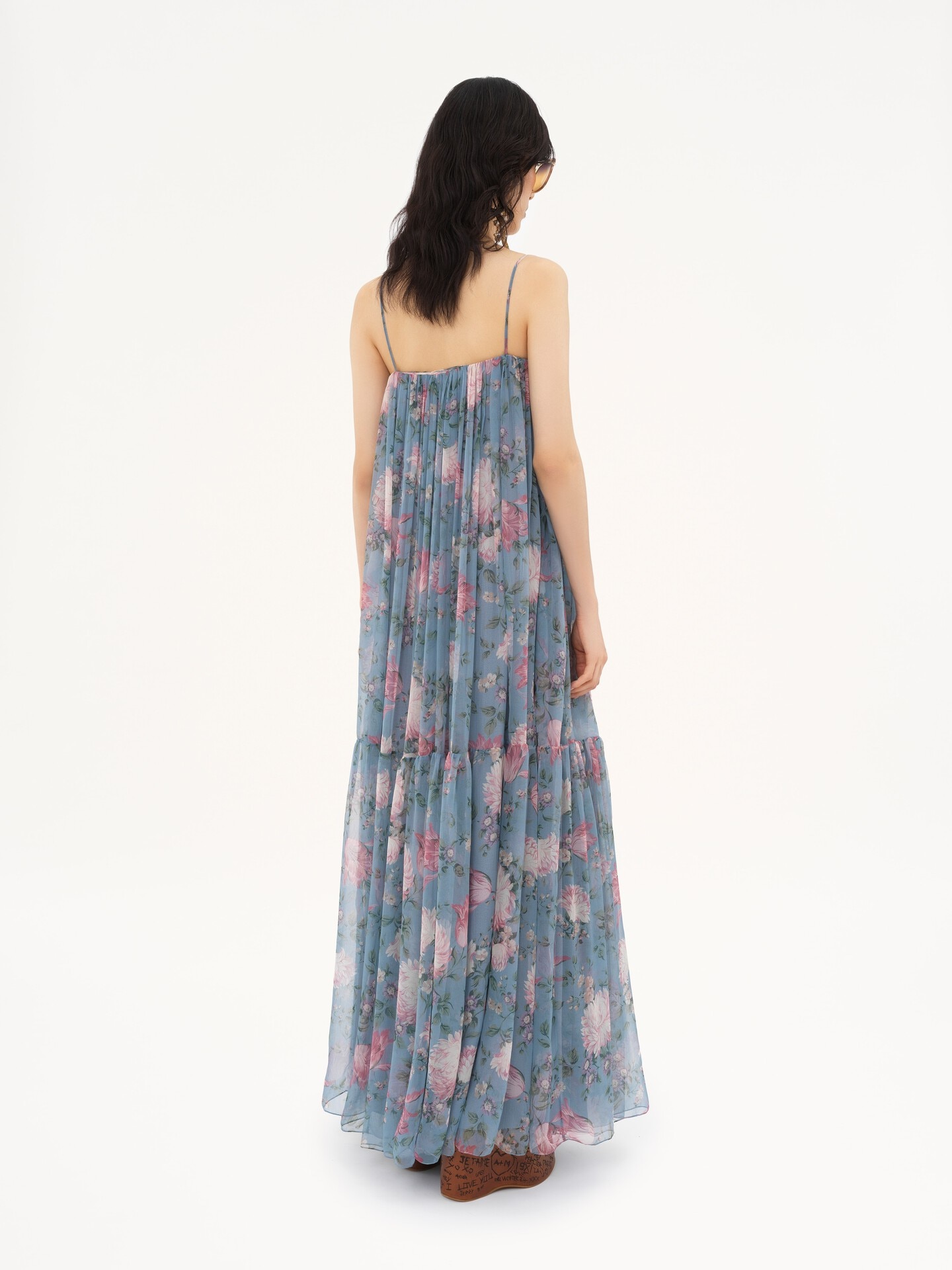 Robe longue sans manches en mousseline de soie - 5