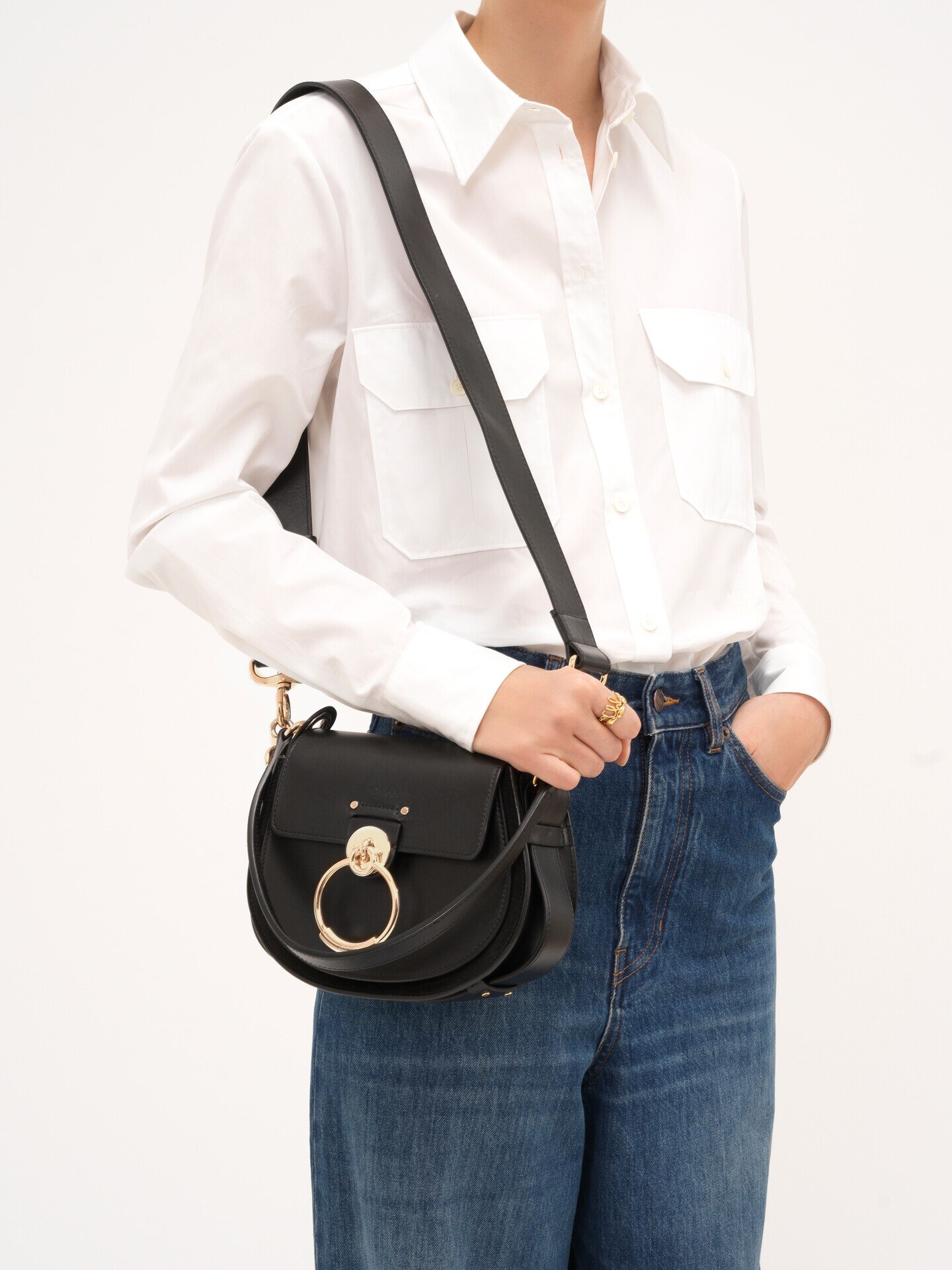 Small Tess bag in shiny & suede leather - 4