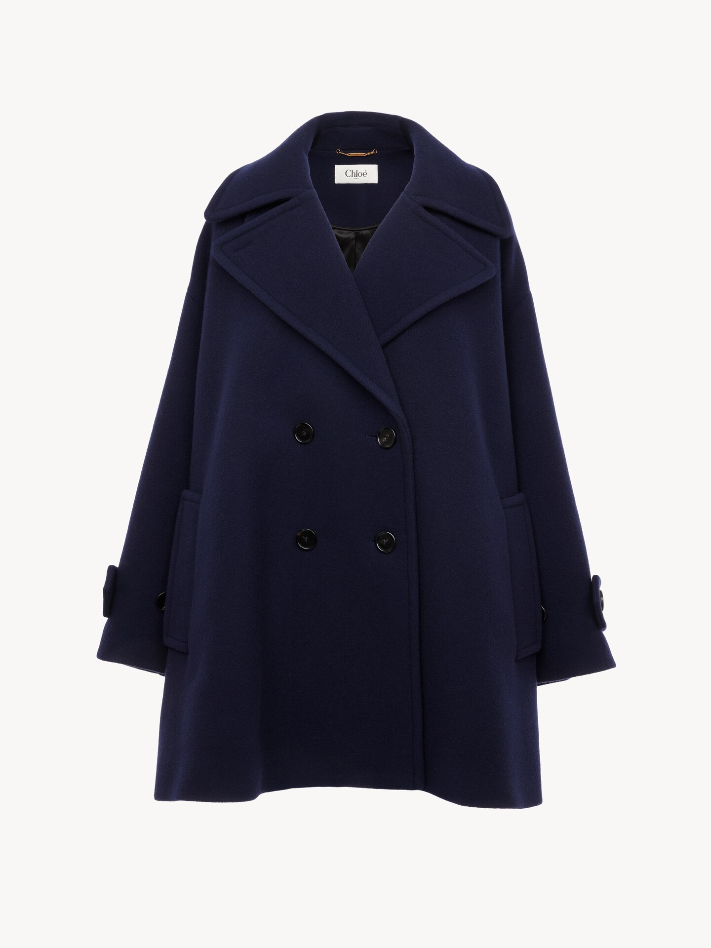 Manteau oversize crois&eacute; en laine - 1