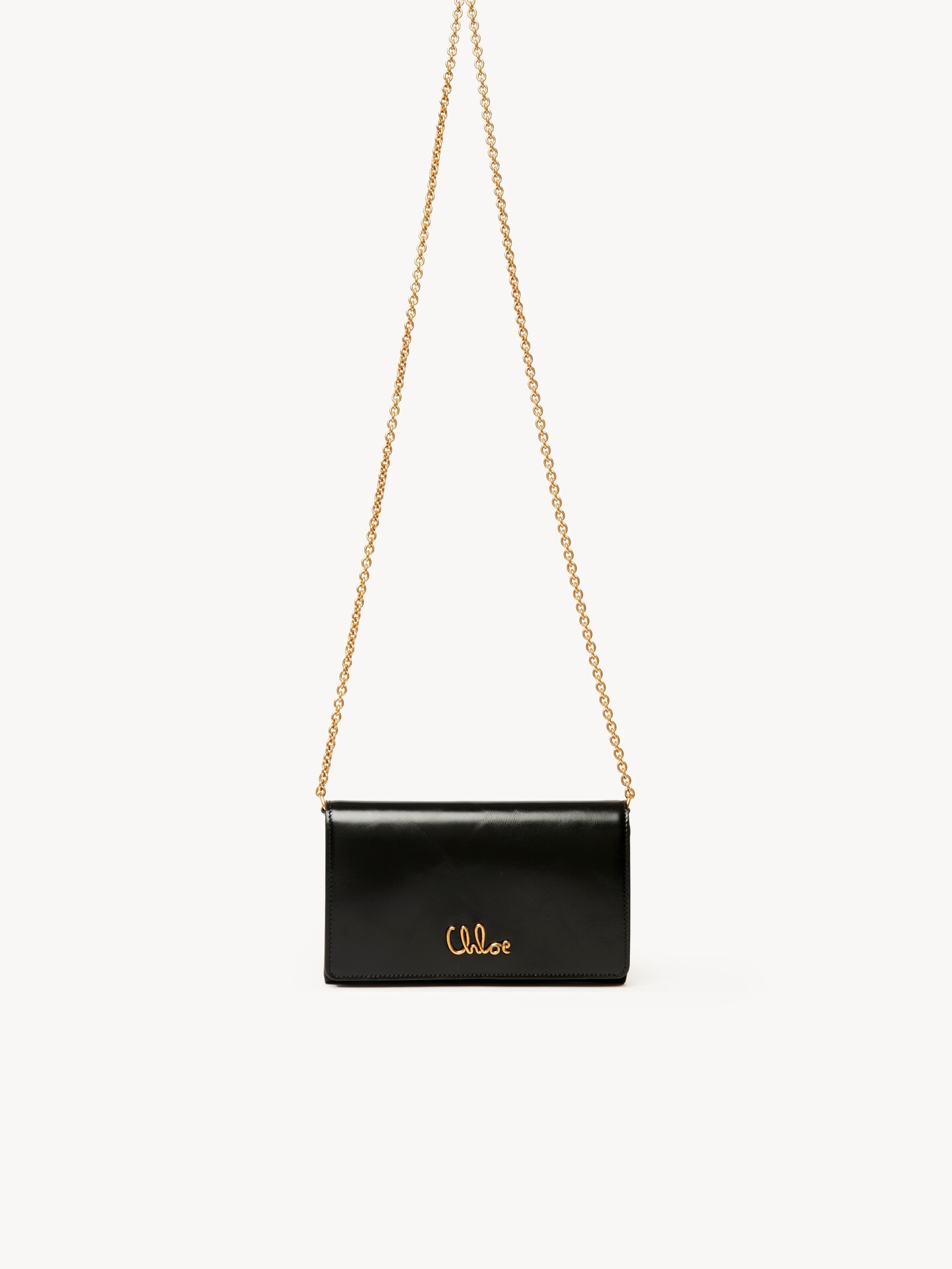 Chlo&eacute; Iconic flap wallet on chain in shiny leather - 2