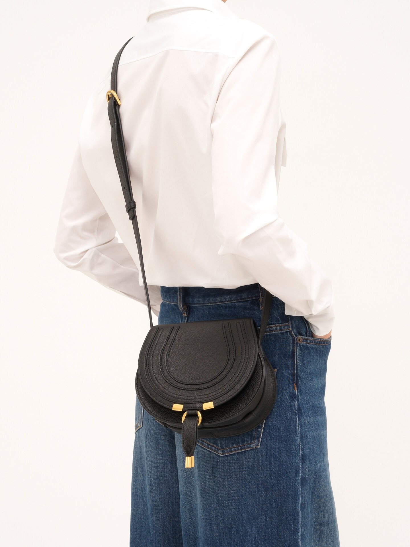 Small Marcie saddle bag in grained leather - 3