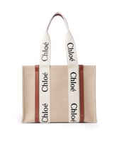 Chloe woody トートバッグ リネン製Woodyスモールトートバッグ ピンク - Chloé