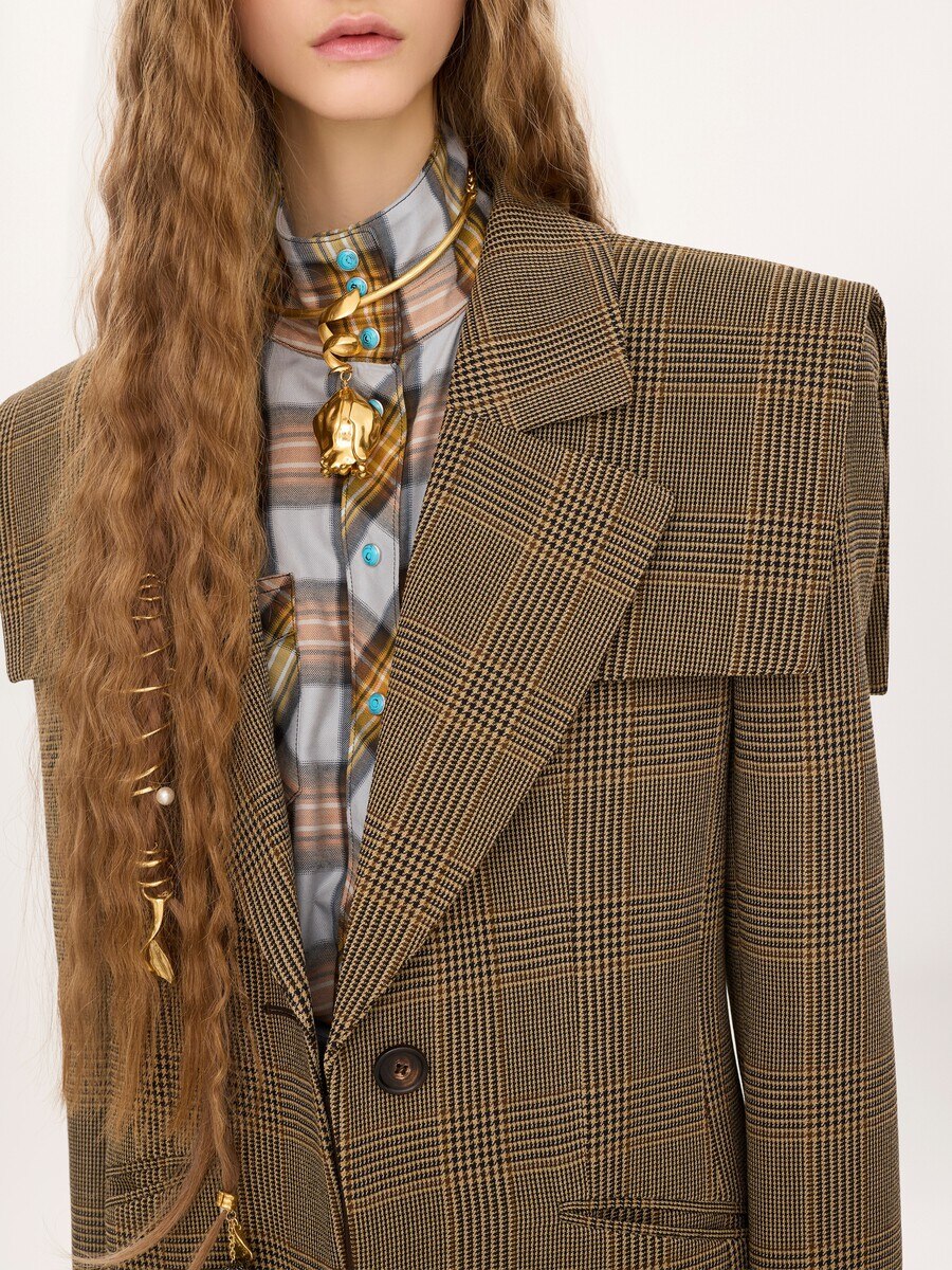 Single-breasted tailored jacket in Prince of Wales wool - 7