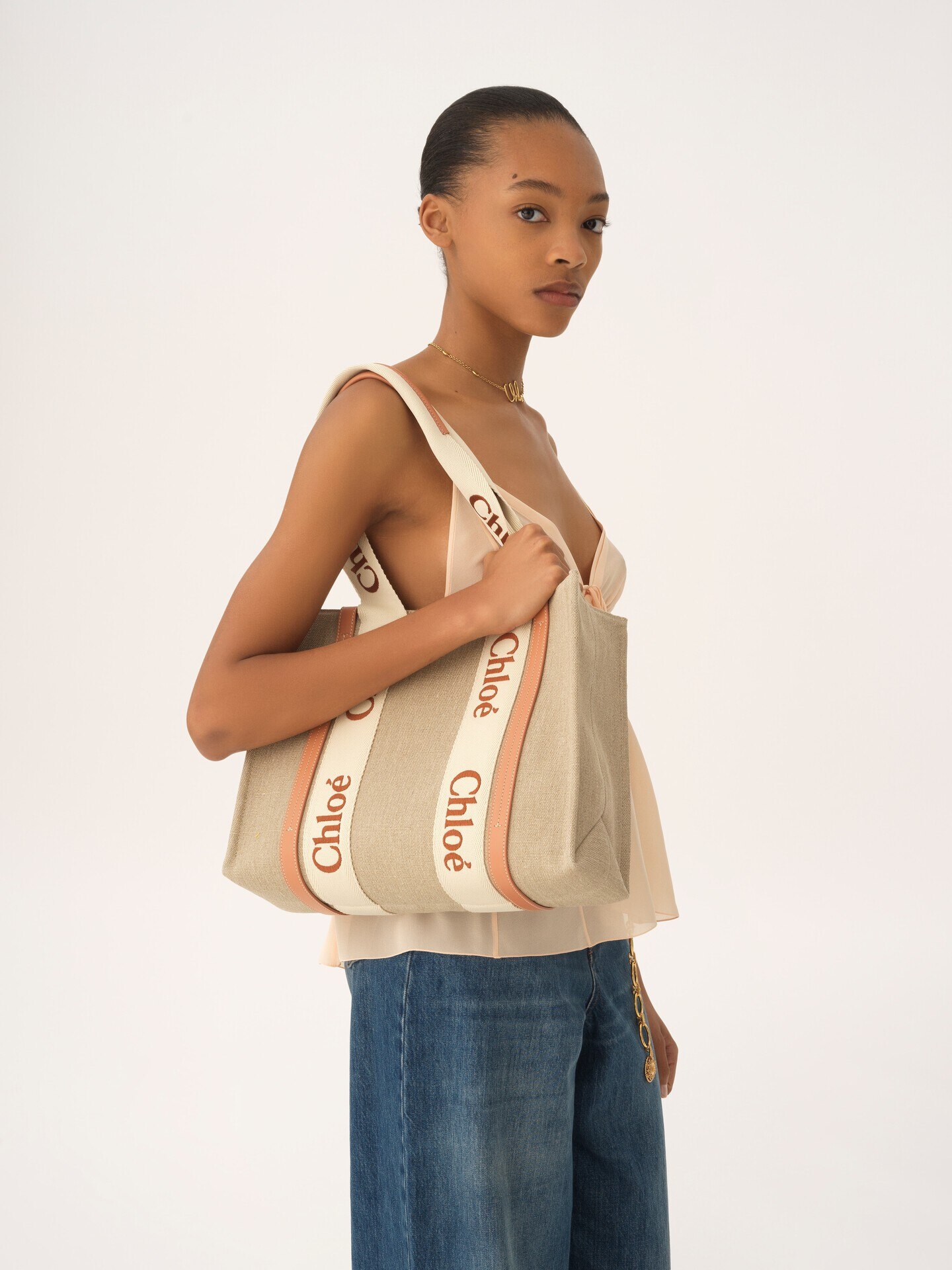 Woody tote bag in linen - 3