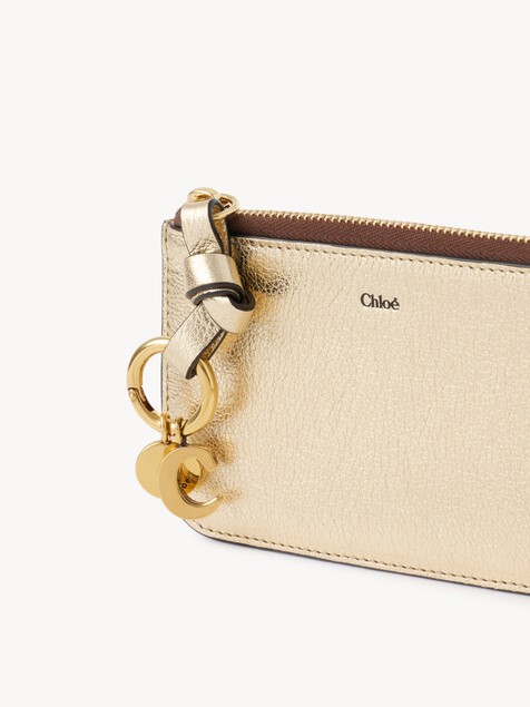Alphabet wallet in metallized leather
