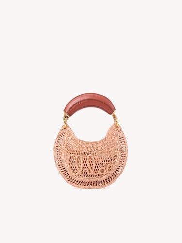 Mini Summer Banana hobo bag with strap in raffia - 2