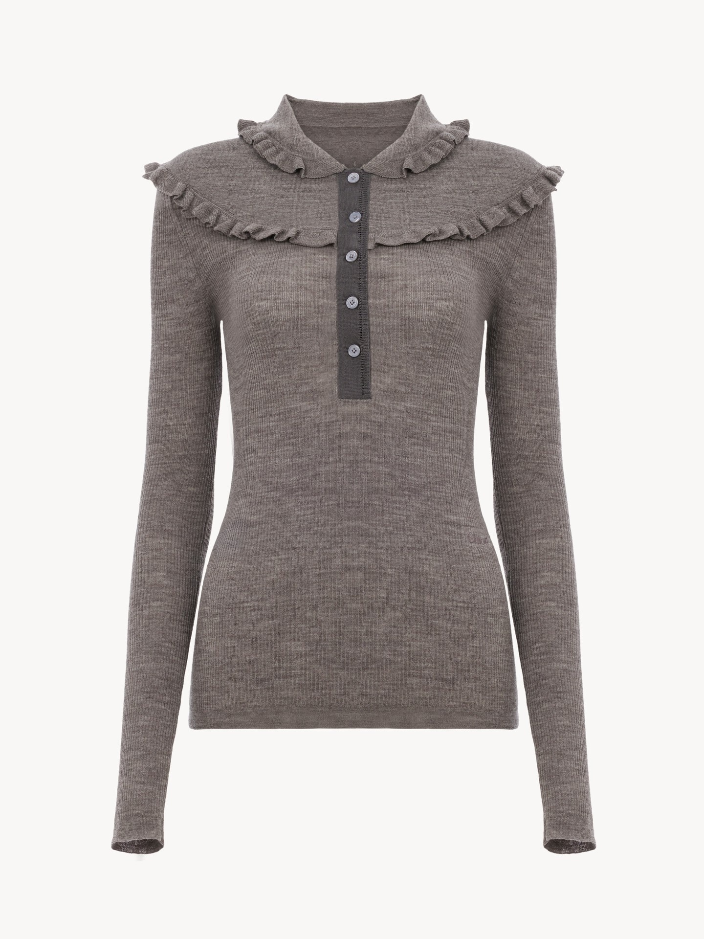 Fitted Henley shirt in a superfine wool knit - 2.0