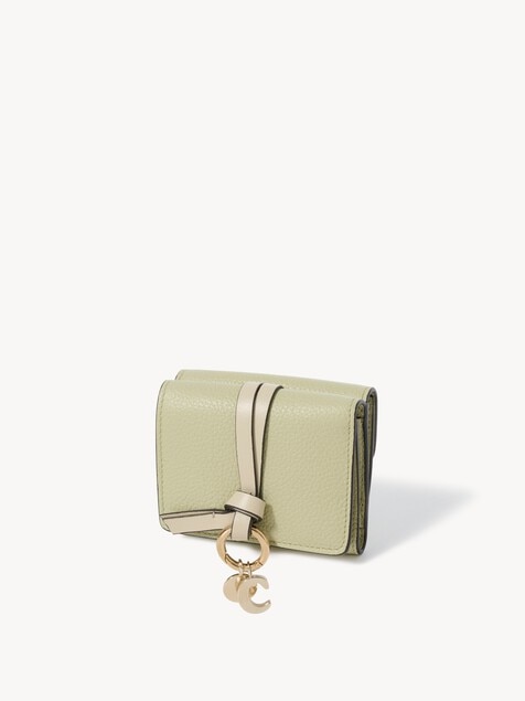 Mini Alphabet tri-fold in grained leather