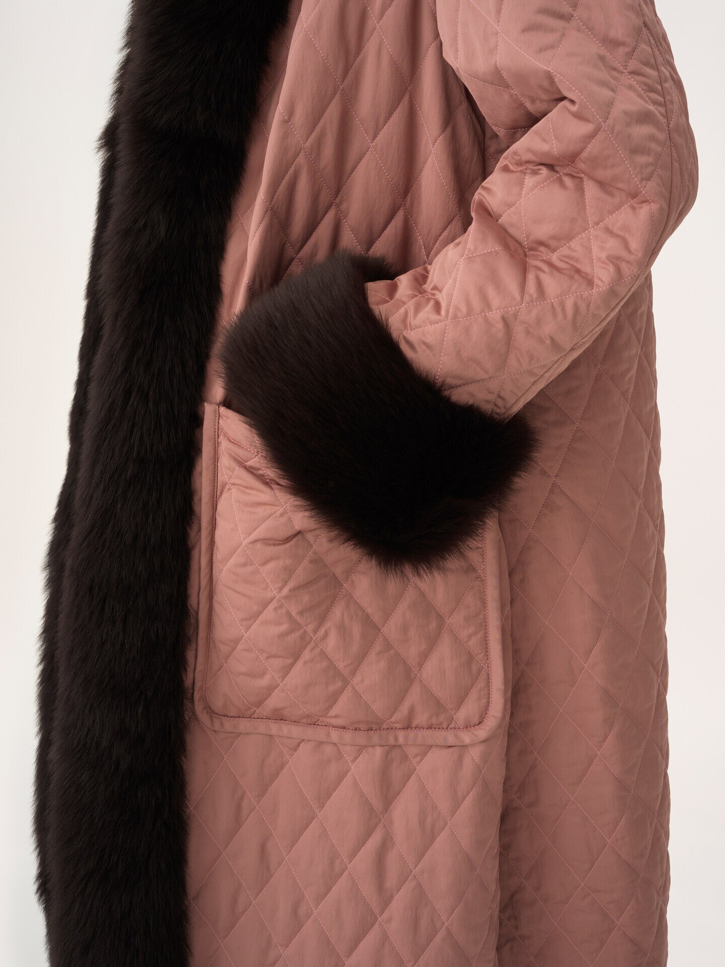 Long hybrid coat in technical satin - 6.0
