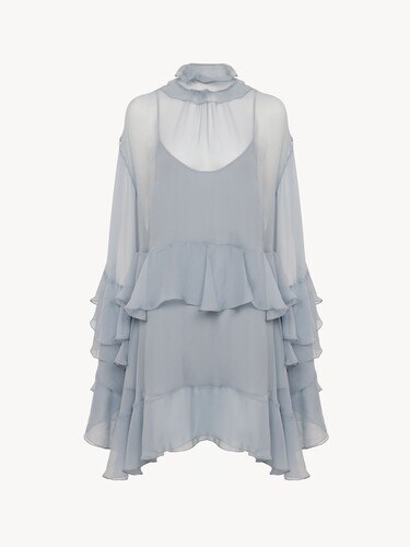 Minivestido con volantes de muselina de seda - 2