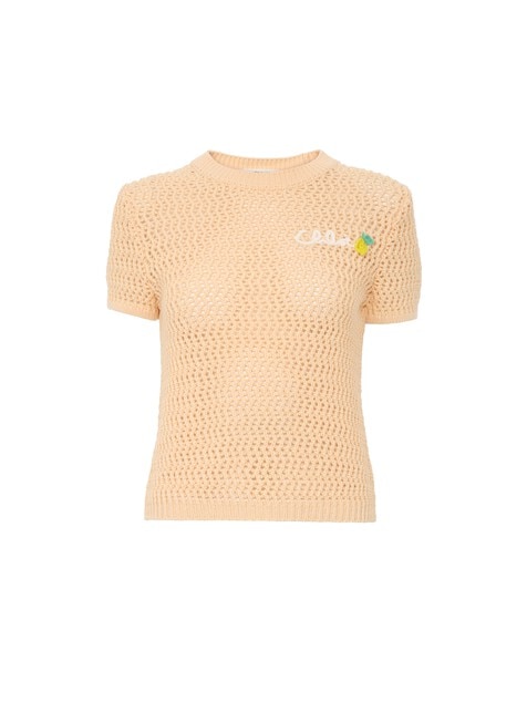 Short-sleeve logo jumper in crochet