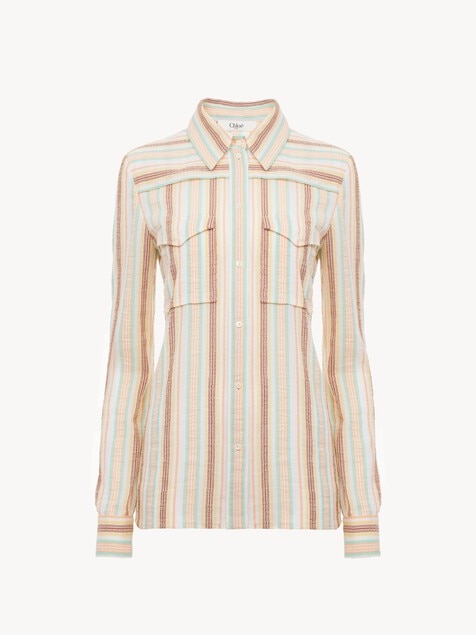 Fitted shirt in cr&ecirc;pon cotton