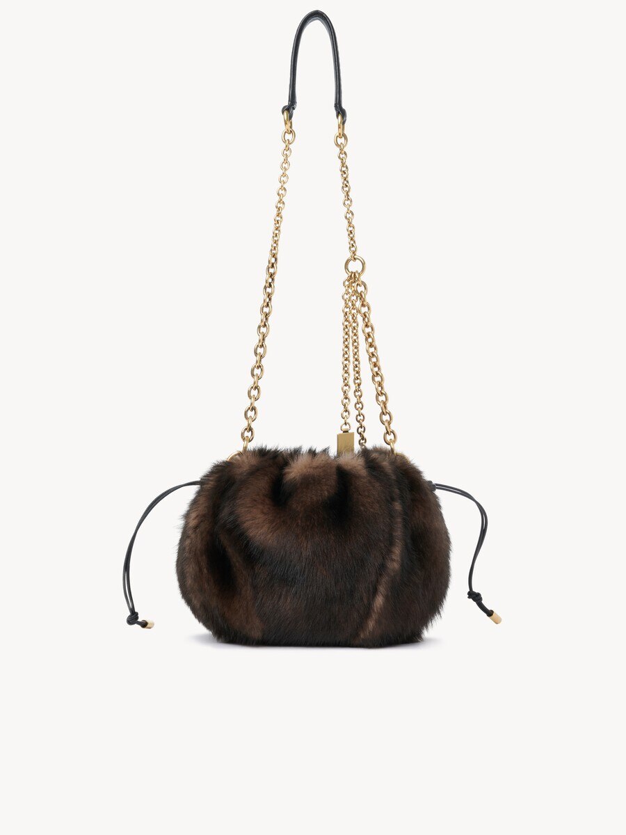 Chlo&eacute; Pliss&eacute; shoulder bag with chain in shearling - 4