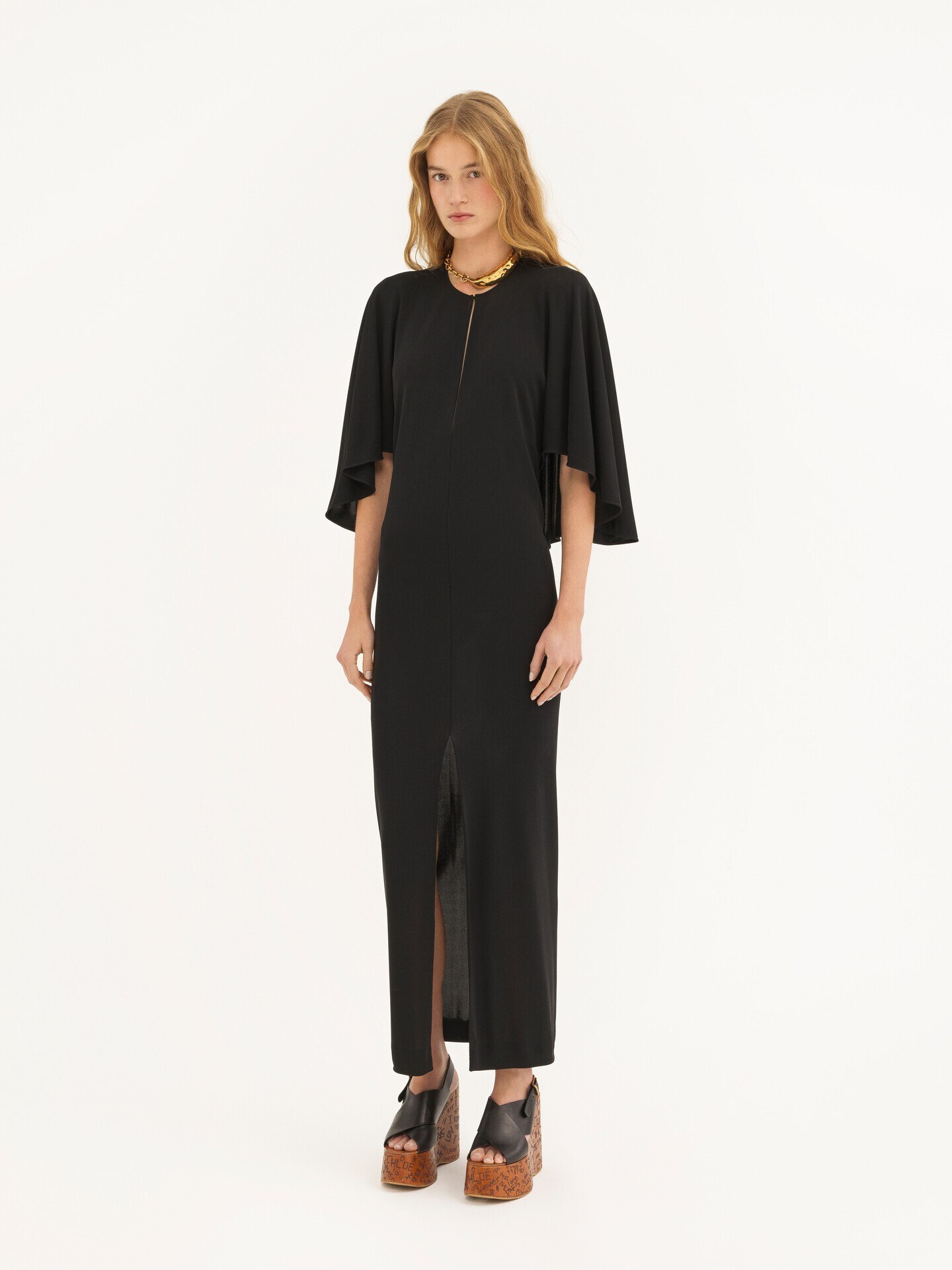 Long Cape Dress In Cr&ecirc;pe Jersey - 5