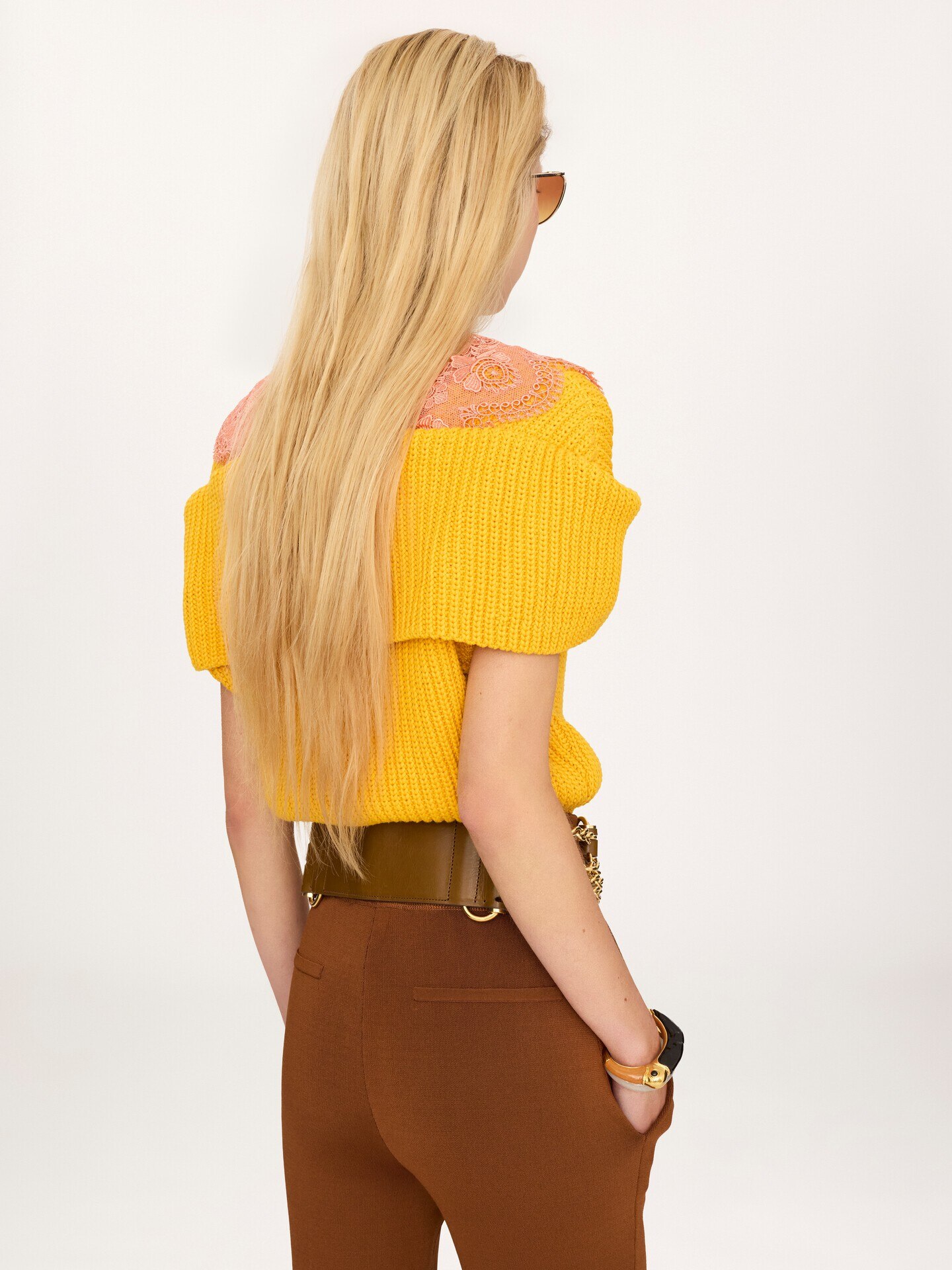 コットンニット＆レース製ケープカーディガン - 4