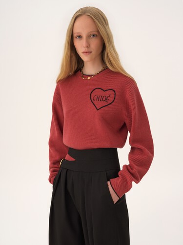 Cropped fitted logo jumper in a wool knit - 4