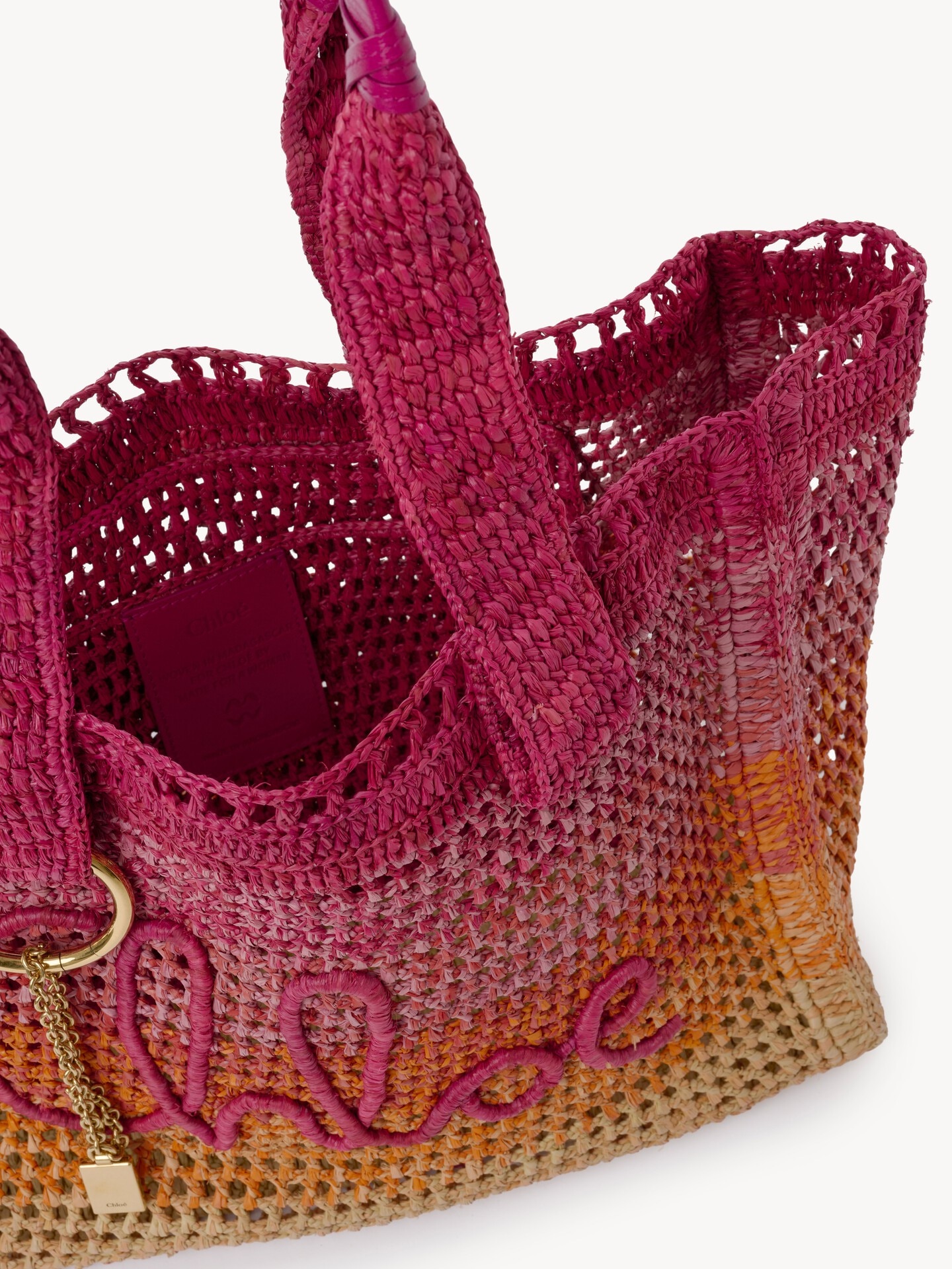 Summer Banana east-west tote bag in raffia - 6