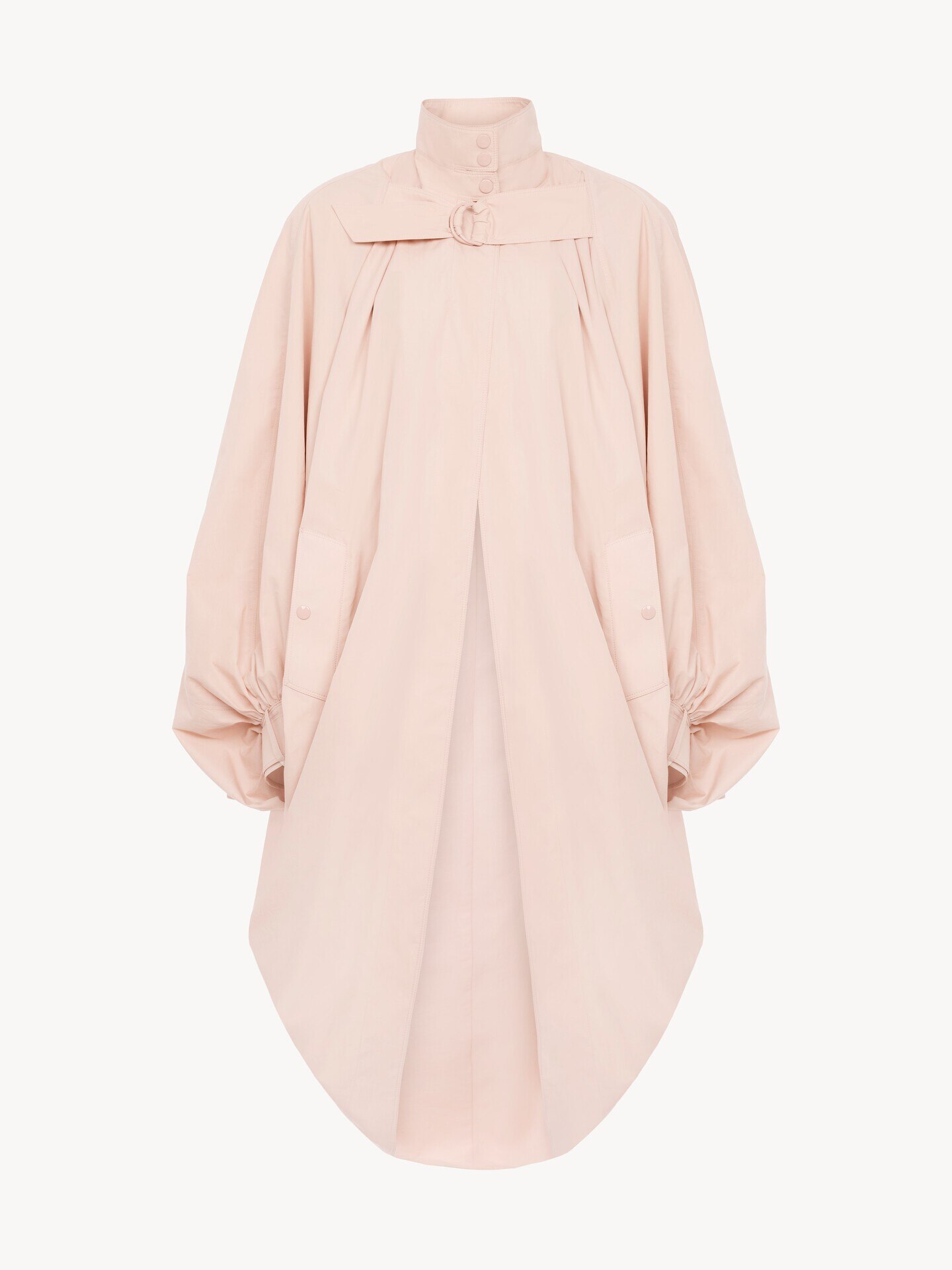 High-neck oversized cape coat in cotton poplin - 2