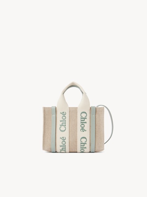 Tote bag mini Woody in lino e pelle