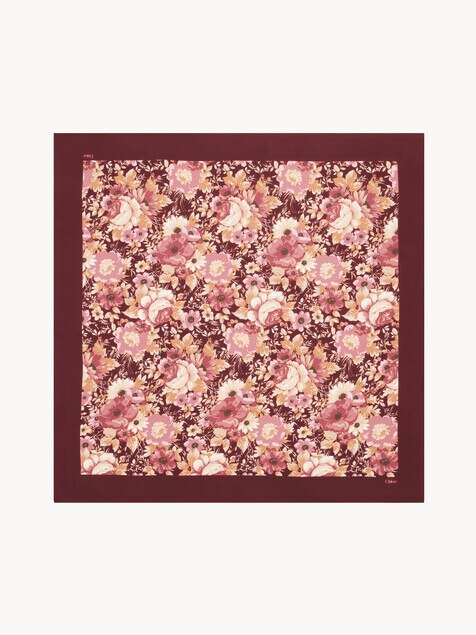 Foulard carr&eacute; Chlo&eacute; Roses en twill de soie
