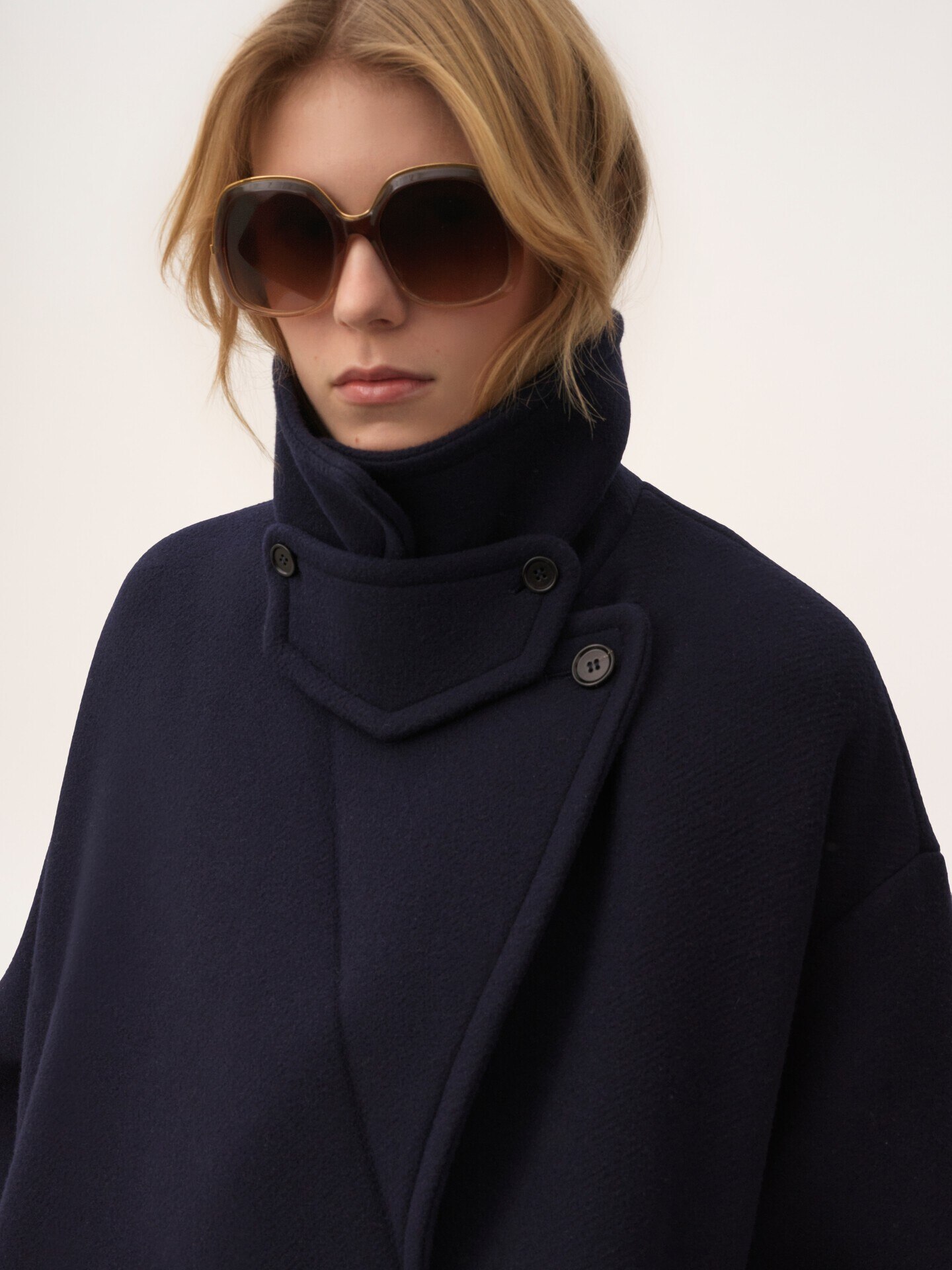 ウール製オーバーサイズ ダブルブレストコート Evening Blue - Chloé