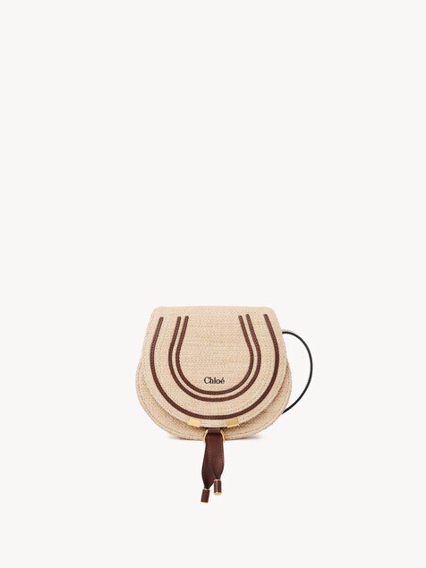 Small Marcie saddle bag in raffia-effect fibers 