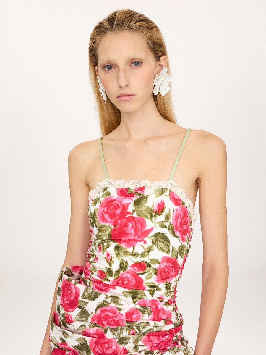 Rose-print ruched bodysuit - 6