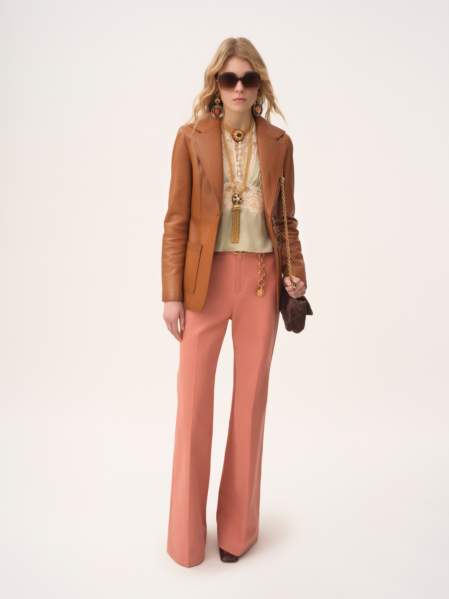 レザー製テーラードジャケット 茶色 - Chloé