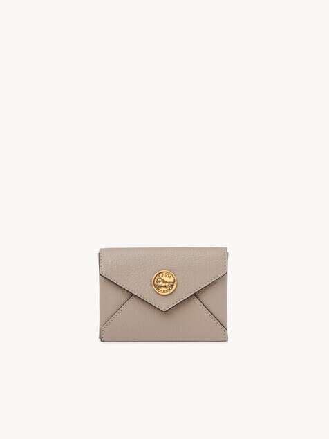 Envelope card holder in grained leather