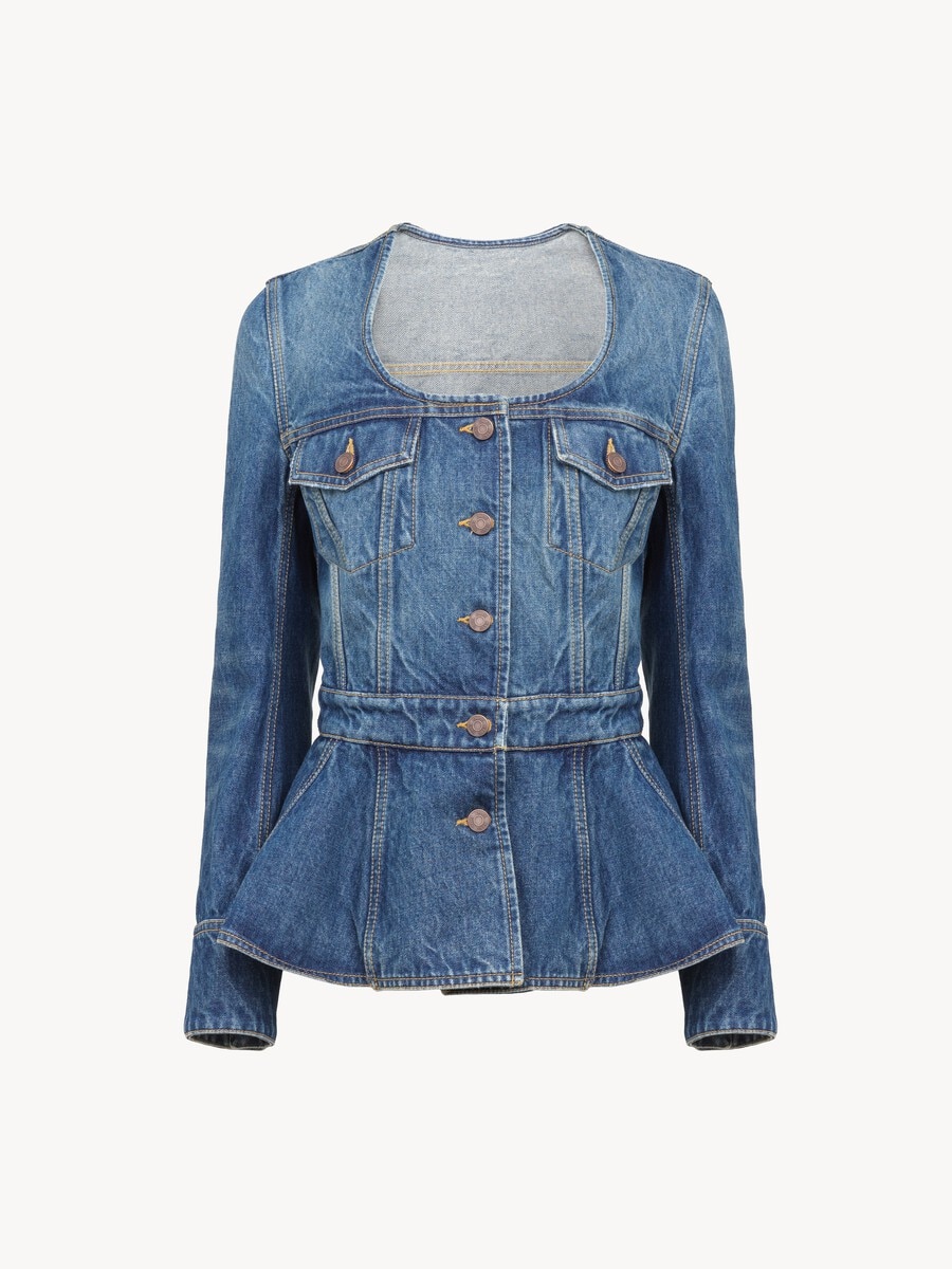 Veste cavali&egrave;re &agrave; basque en denim - 2