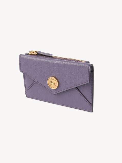 Small Envelope purse with card slots in grained leather