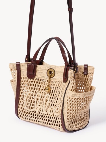 Small Chlo&eacute; Iconic double carry bag in raffia - 3