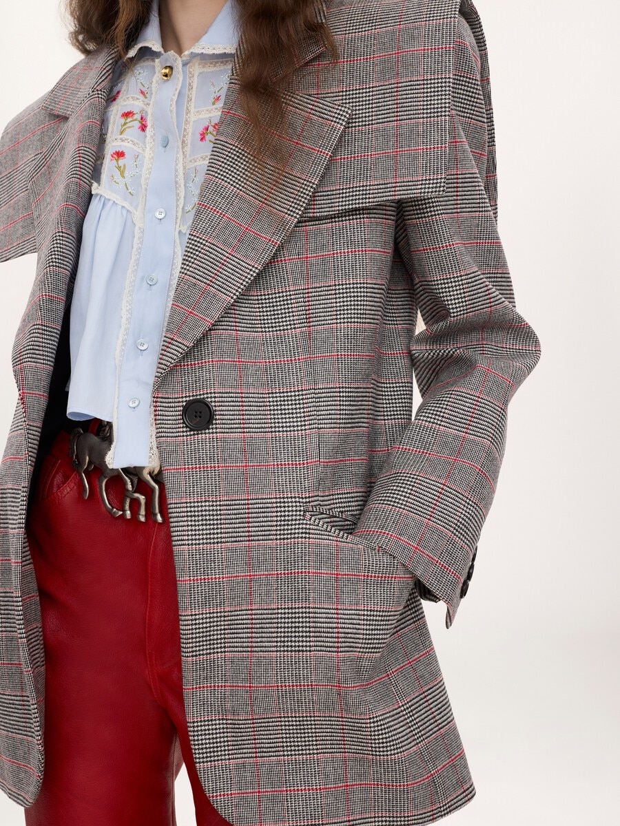 Single-breasted tailored jacket in Prince of Wales wool - 7