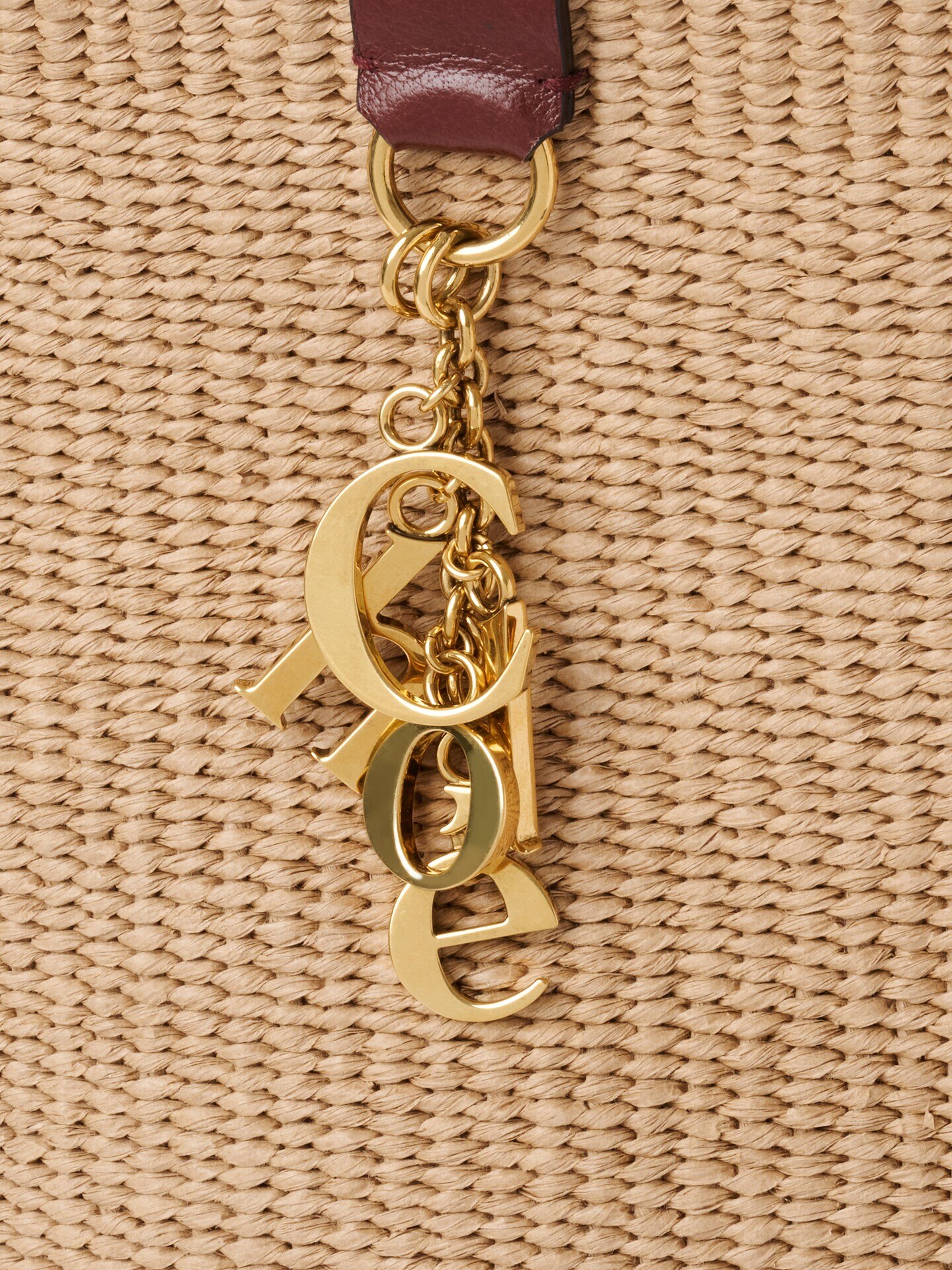 ナチュラルファイバー製Chlo&eacute; Charmsバスケットバッグ - 7