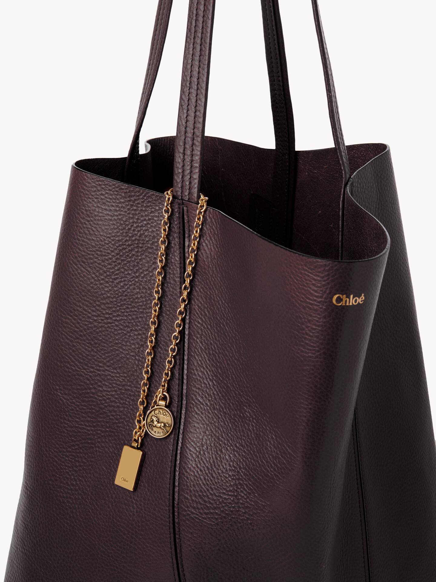 Large Chlo&eacute; Spin tote bag in grained leather - 5