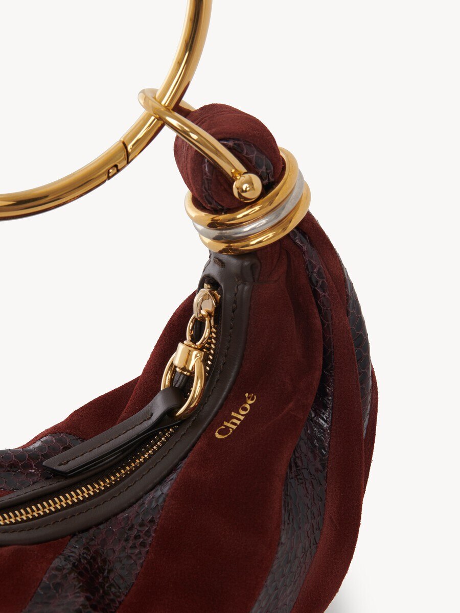 Mini Bracelet Hobo bag de ante y cuero de serpiente - 7