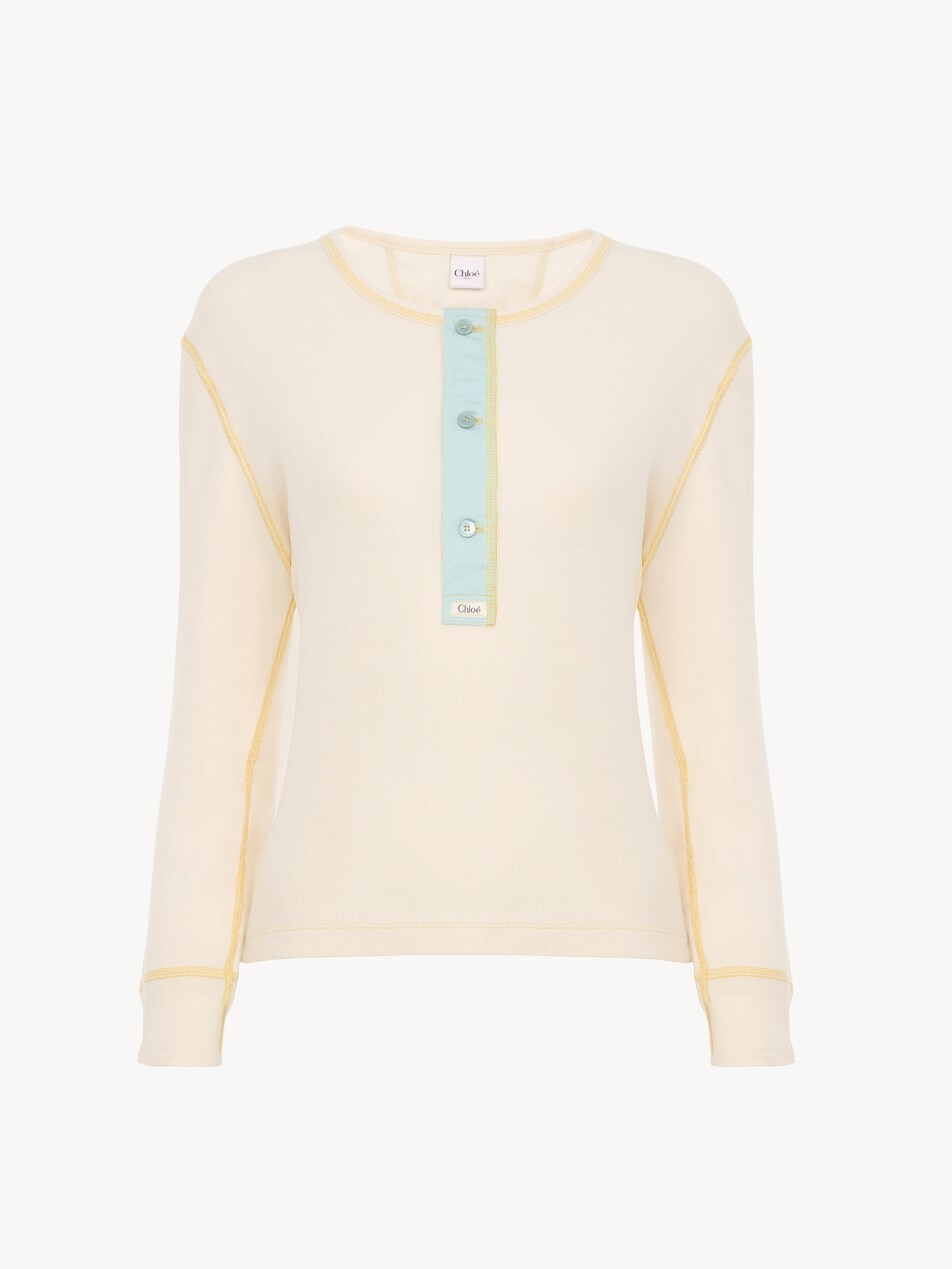 Fitted Henley shirt in cotton jersey - Packshot