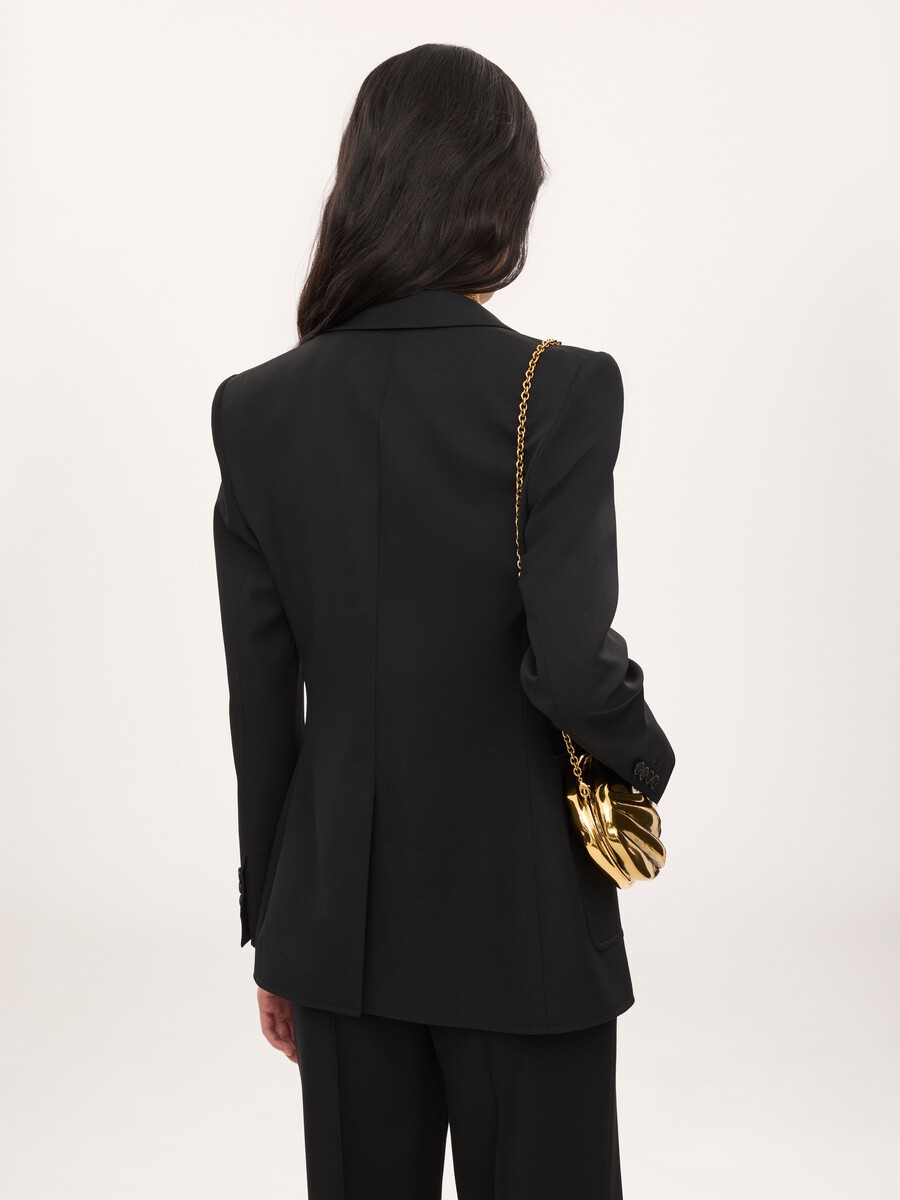 Veste blazer droite en laine grain de poudre - 5