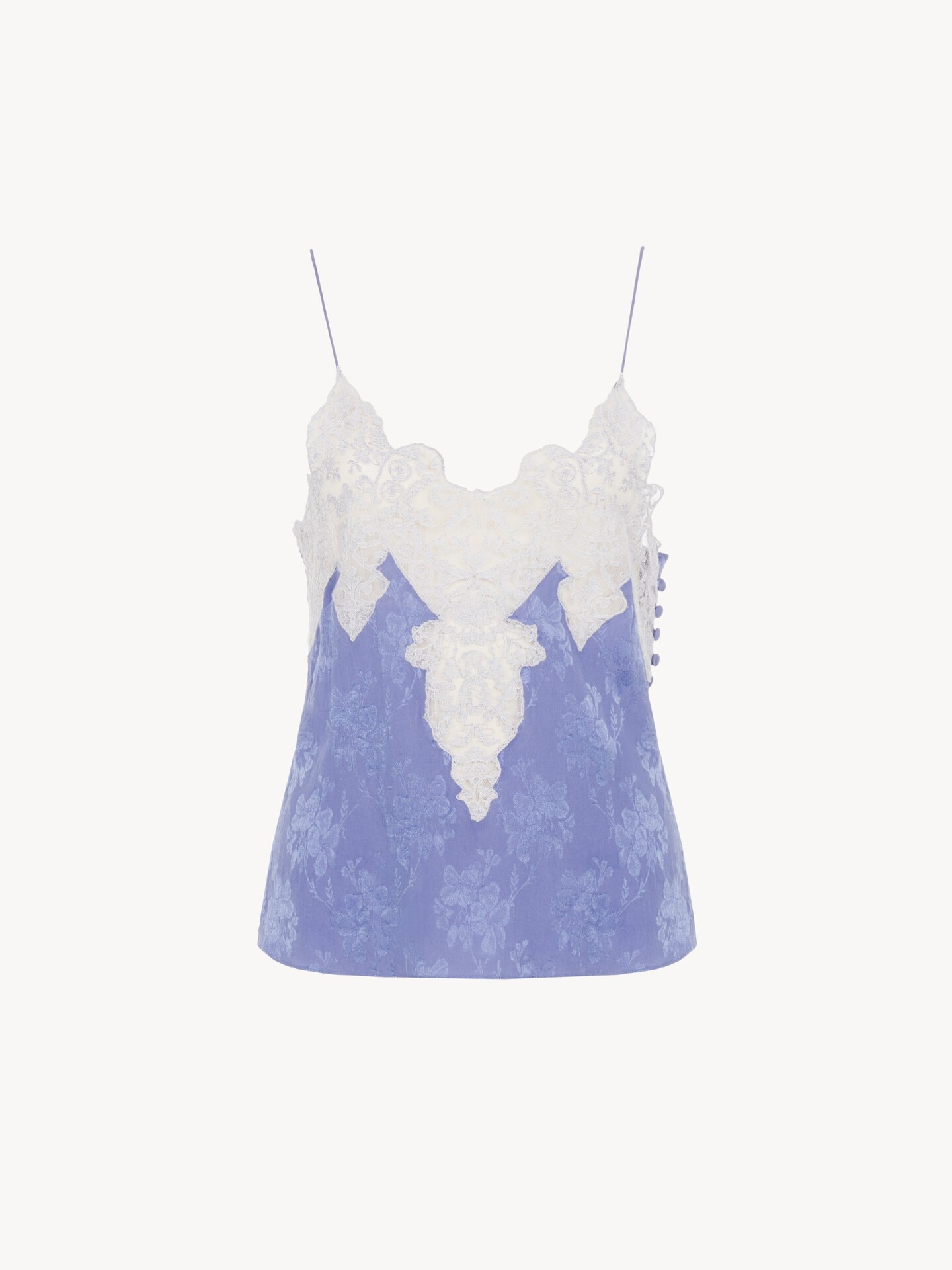 Camisole top in silk jacquard & lace - 2