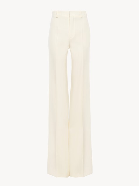 High-rise flared pants in wool grain de poudre