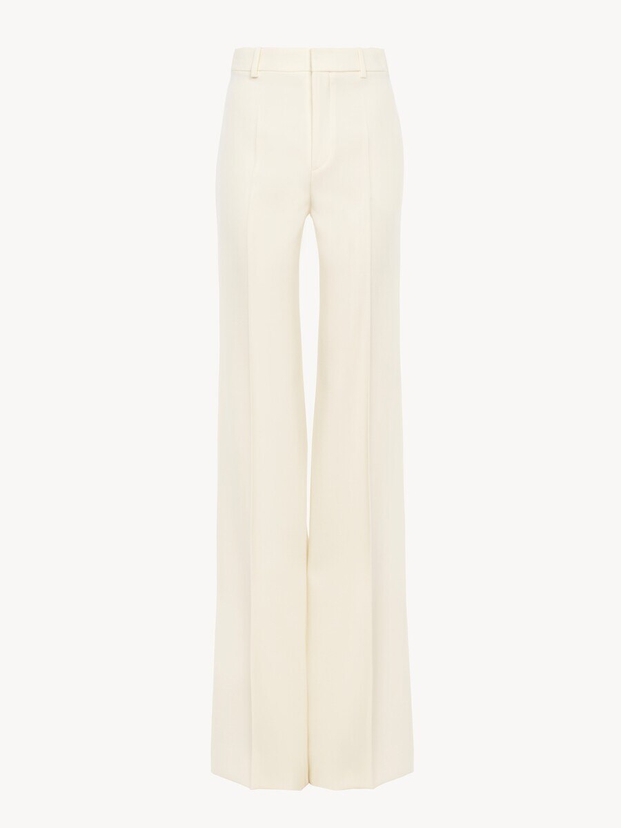 Hoch taillierte ausgestellte Hose aus Woll-Grain de Poudre - 2