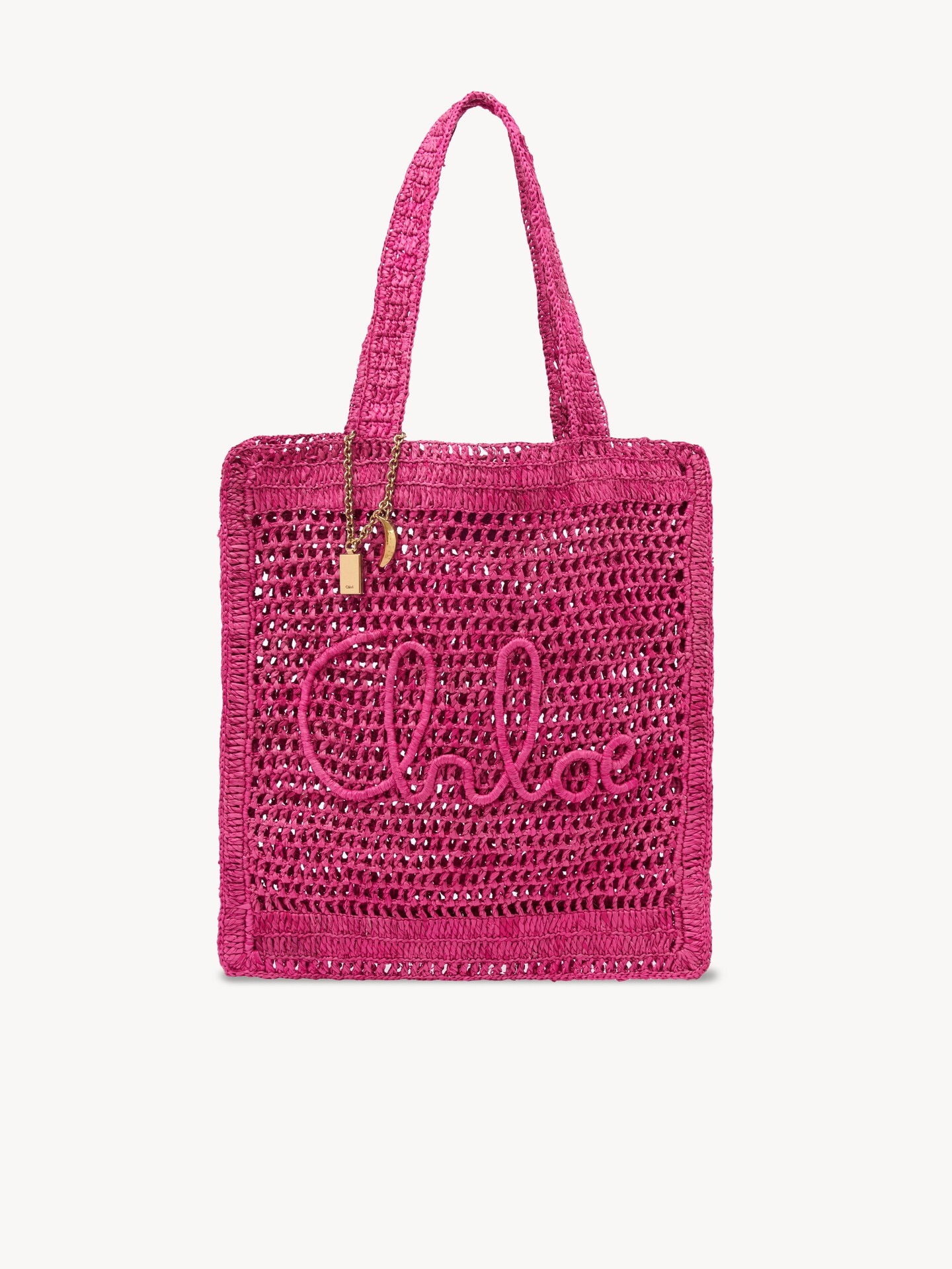 Chloé estate banana ラフィアトート Summer Banana tote bag in raffia Pink - Chloé