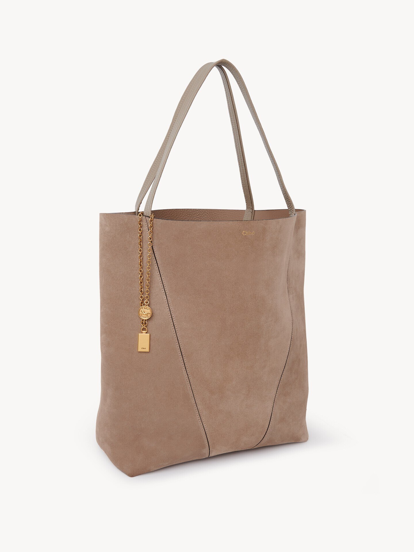 Large Chlo&eacute; Spin tote bag in suede leather - 5.0