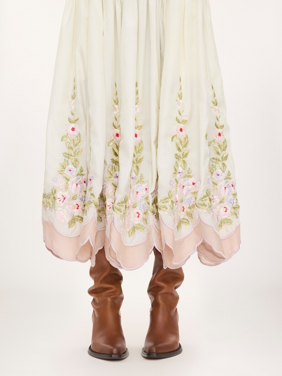 Gathered long skirt in technical taffeta - 8