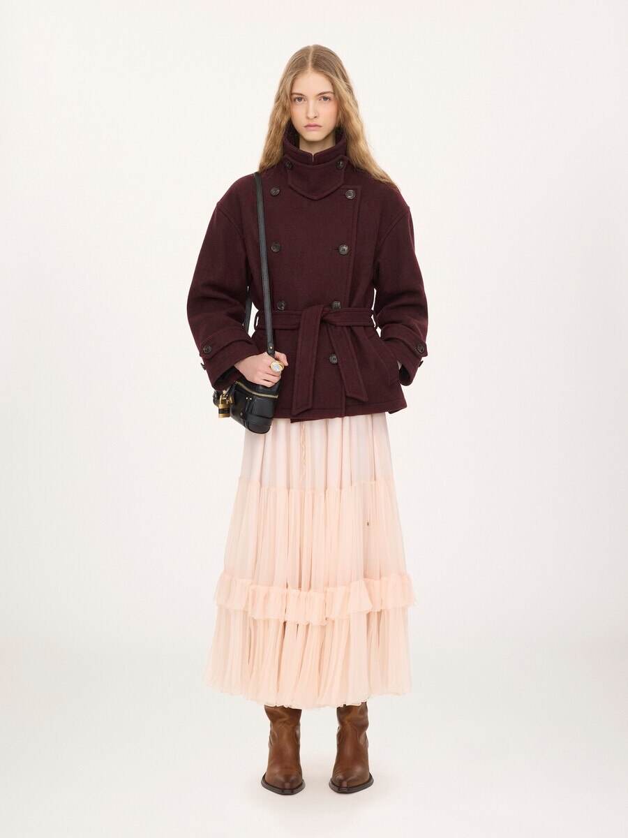 Double-breasted short coat in wool - 3