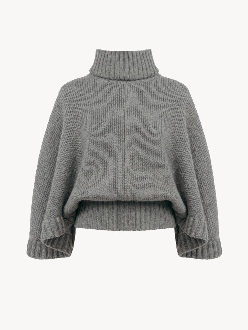 Short turtleneck cape in a wool & cashmere knit by Chloé