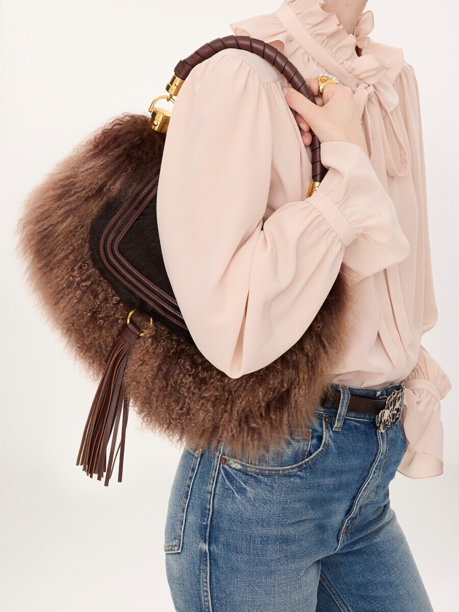 Bolso hobo Marcie Foulard peque&ntilde;o de cuero de poni y cuero de borrego - 3