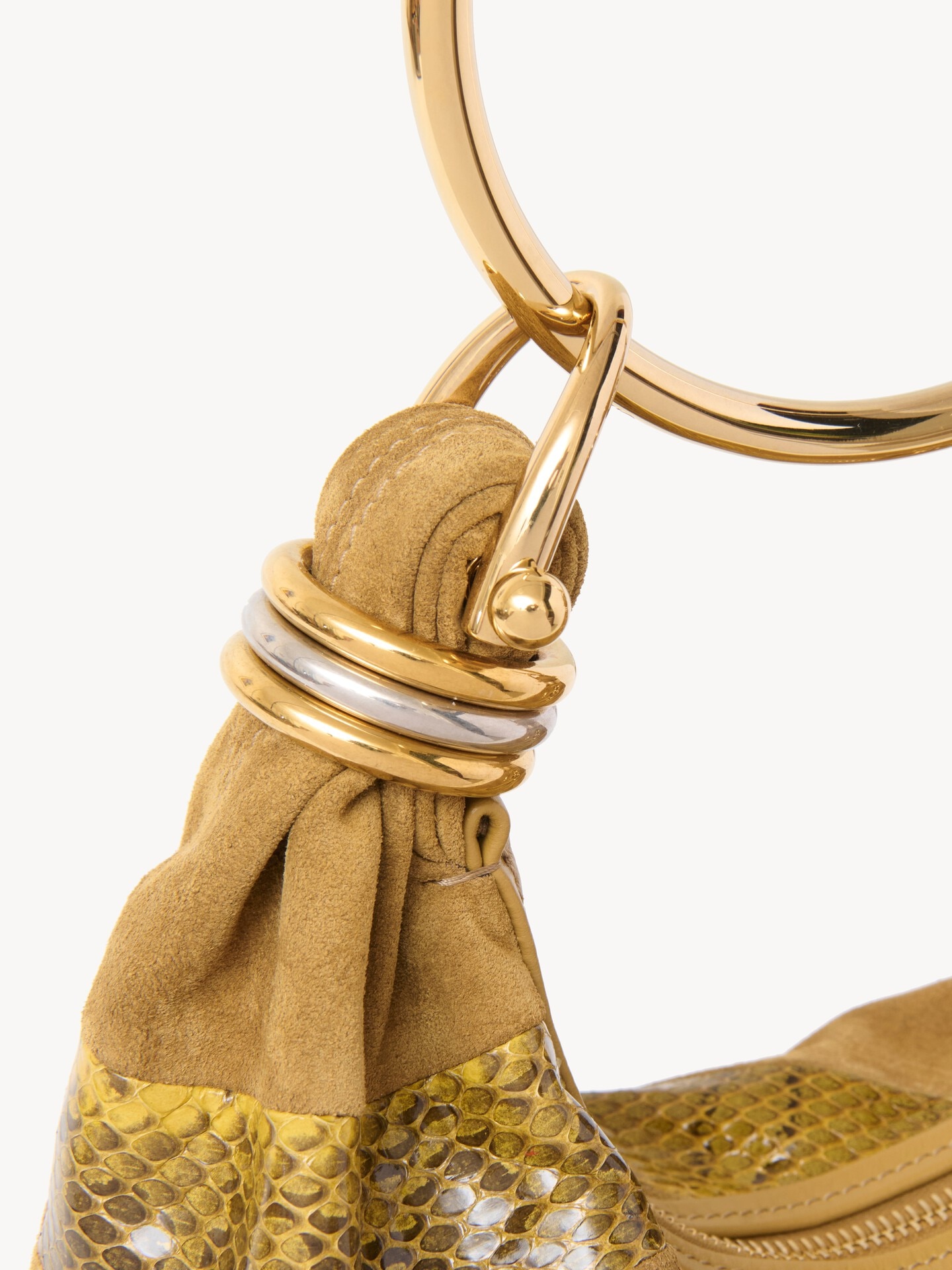 Mini Bracelet Hobo bag in suede leather & snakeskin - 6
