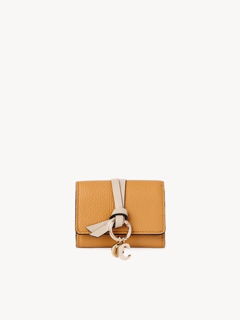 Mini Alphabet tri-fold in grained leather